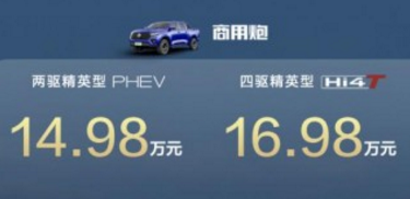 真新能源皮卡长城炮Hi4-T全国陆续到店 预售价14.98万元起